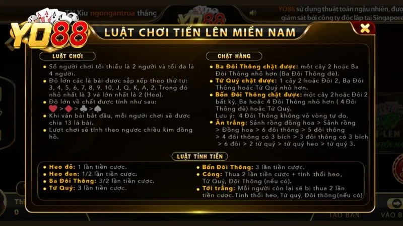 Luật chơi cơ bản cần nắm được trong Tiến lên