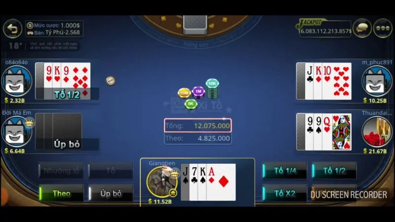 Tiến trình chơi xì tố tại cổng game Yo88